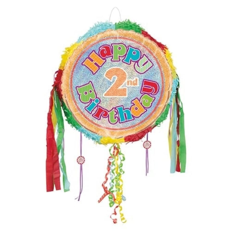 Happy 2nd Birthday Holographic Pull String Pinata