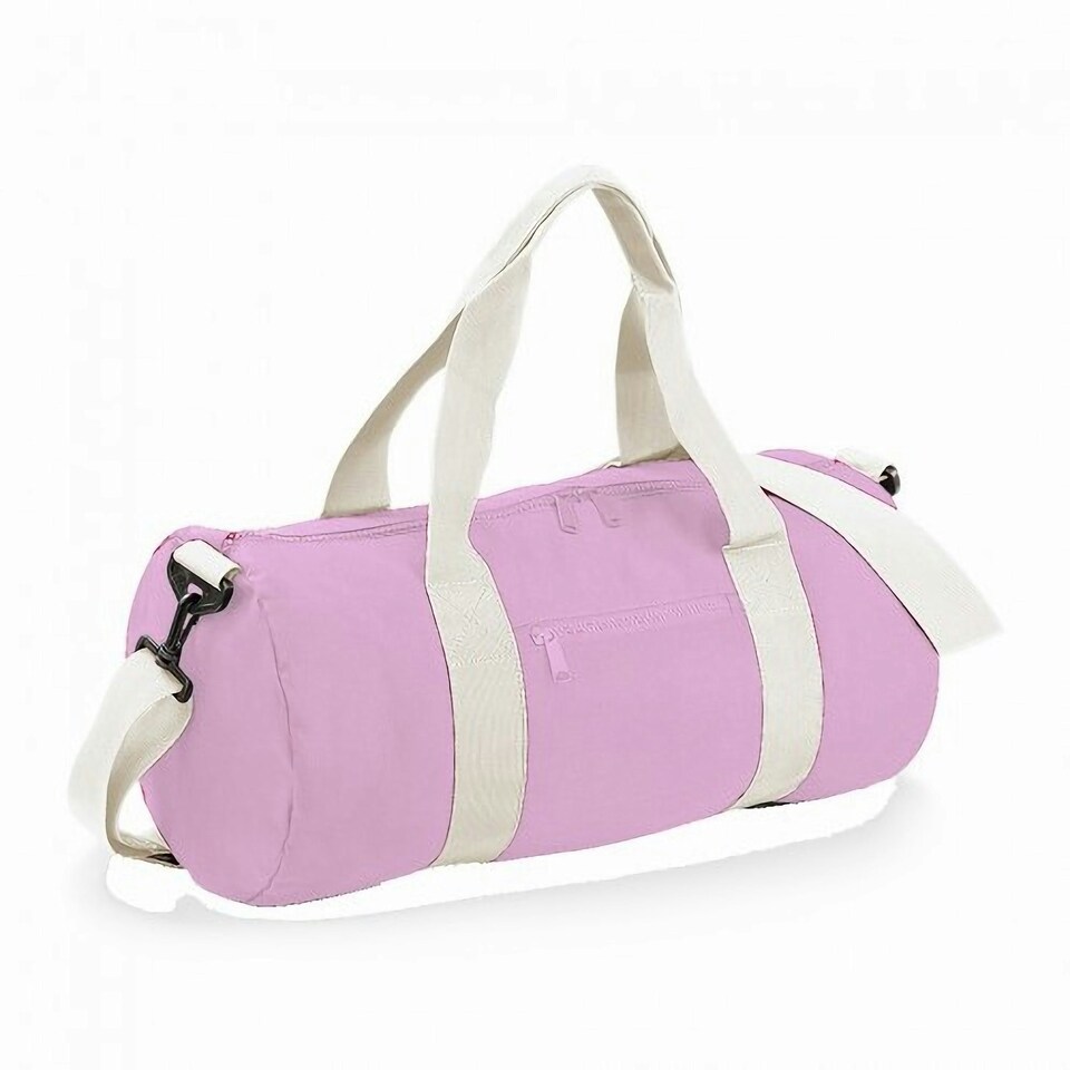 Bagbase Plain Varsity Barrel / Duffle Bag (20 Litres) - CLassic Pink/White - One Size