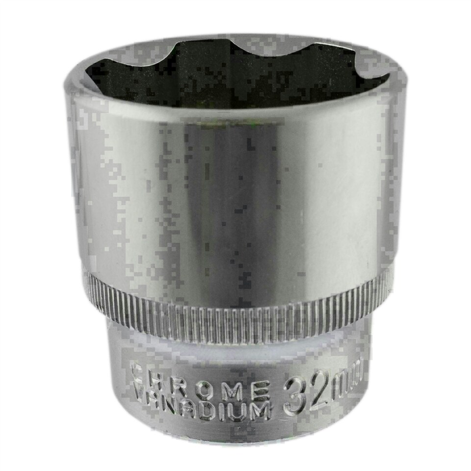 image 1 of 32mm 1/2" Dr Socket Super Lock Metric Shallow CRV Knurl Grip 6 Point TE794