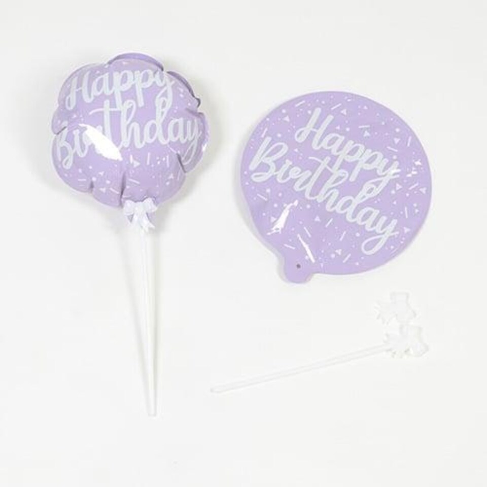Pastel Lilac Happy Birthday Self Inflating Foil Balloon 12cm / 5 in - Pack of 2 Purple
