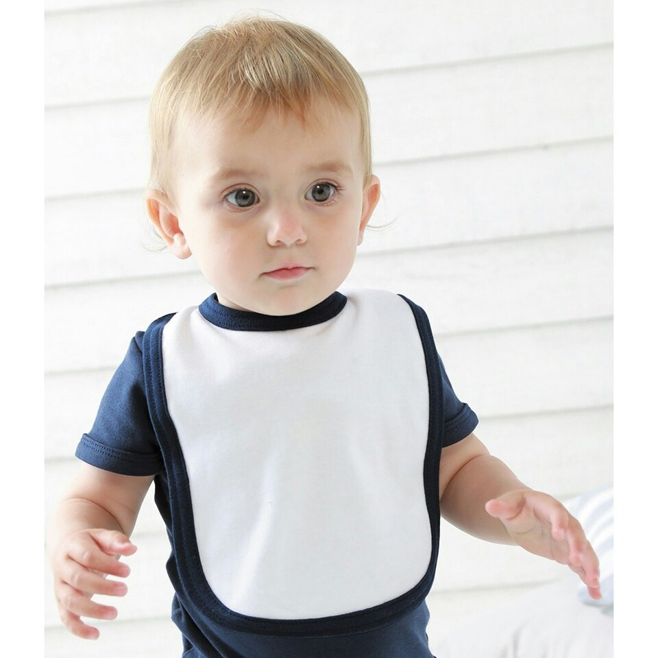 image 1 of Babybugz Baby Single Layer Bib - White/Nautical Blue - One Size