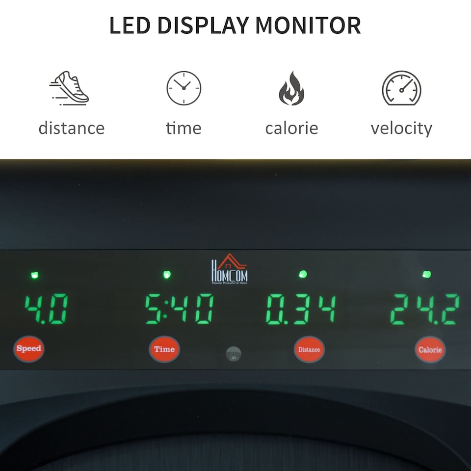 image 1 of HOMCOM Walking Machine with LED Display & Remote Control Exercise Jogging Fitness