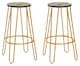 image 4 of Interiors by Premier Set of 3 Gold Frame Bar Table Stool Set , Hairpin Stool for Kitchen Counter, Elm Wood Metal Frame Stool