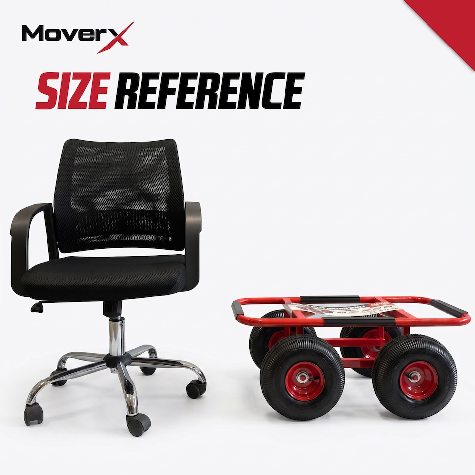 image 1 of MoverX Heavy Duty Furniture Dolly 540kg — 4 Rubber Wheels, Moving Trolley for Appliances, Furniture & Equipment, Red