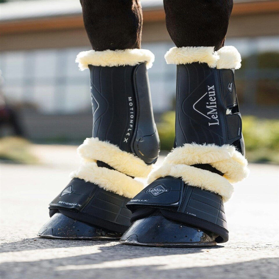 image 1 of LeMieux Motionflex Over Reach Boot with Fleece Edge White | Small