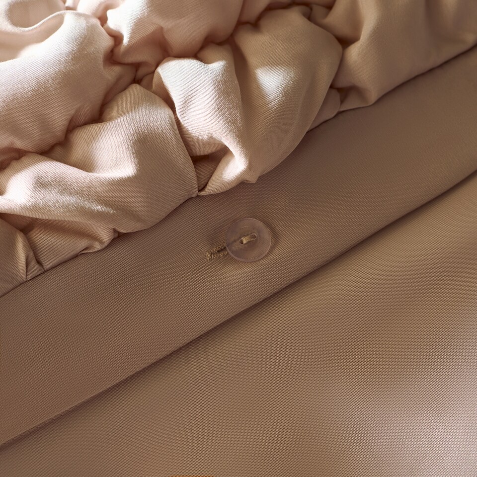 image 1 of OHS Filled Seersucker Duvet Cover with Pillowcase Bedding Set | Cream | Natural | Super King
