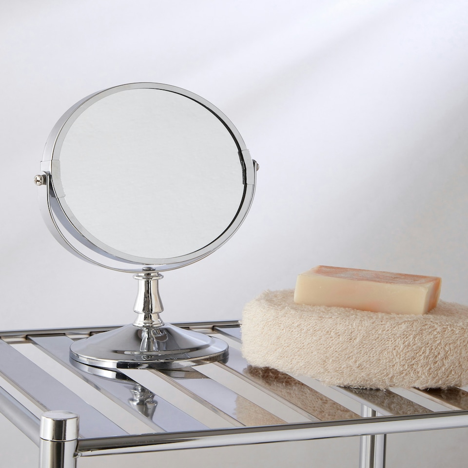 image 1 of Chrome Large Swivel Mirror Silver