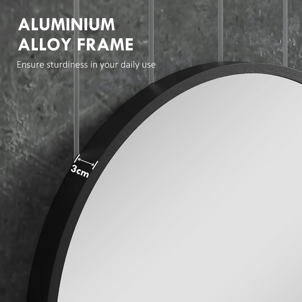 image 1 of HOMCOM Round Bathroom Mirror, Modern Wall Mirror Aluminium Frame, 70 x 70cm