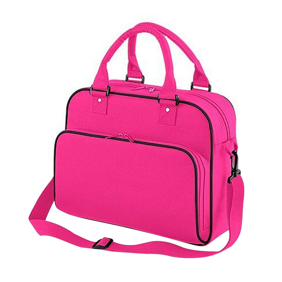 image 1 of Bagbase Compact Junior Dance Messenger Bag (15 Litres) - Fuchsia/Black - One Size | Multi