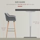 image 7 of HOMCOM Set of 2 Bar Stools Modern Upholstered Seat Bar Chairs with Metal Frame, Solid Wood Legs Living Room Dining Room Fabric Furniture - Grey