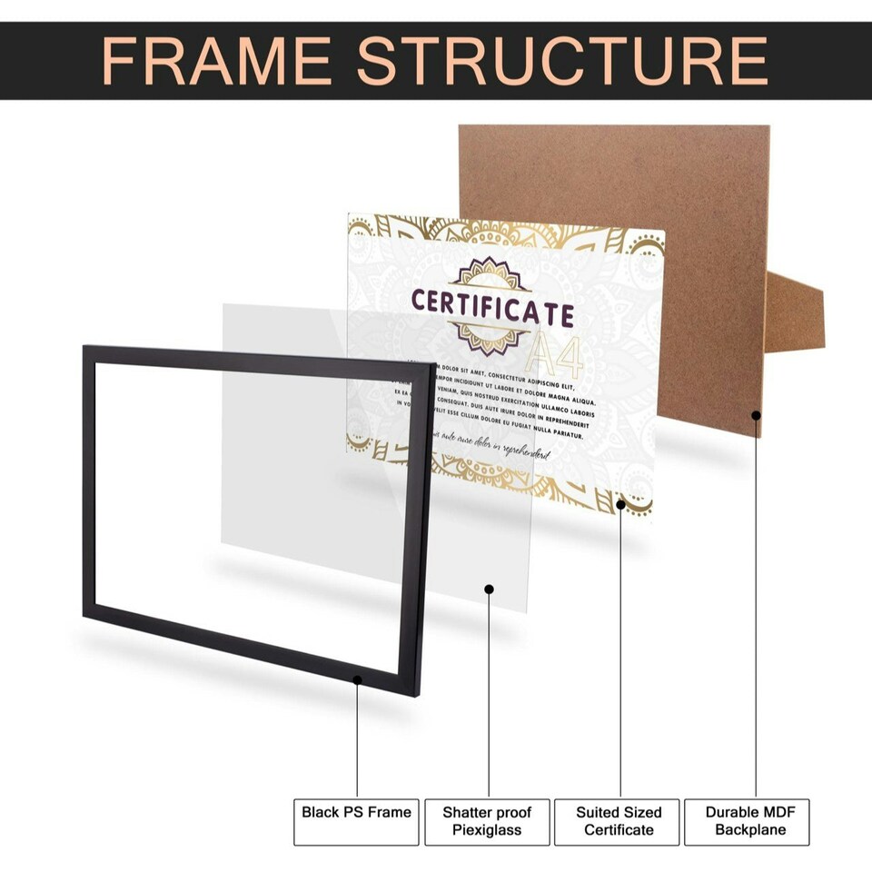 image 1 of A4 Photo Frame Certificate Poster Picture Frames Poster Graduation Clip Stand Gold | One Size