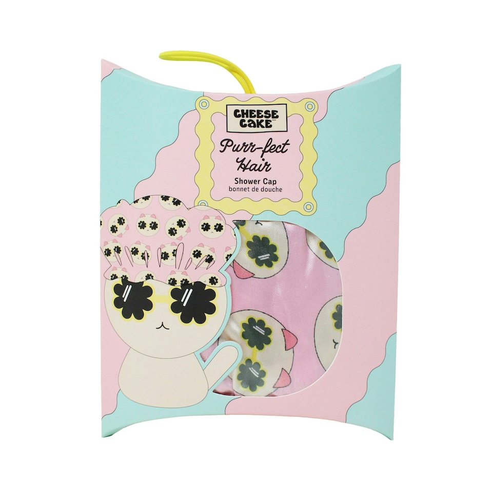 image 1 of Cheesecake Girls Shower Cap Pink Kawaii Cat | Pink | One Size | 1