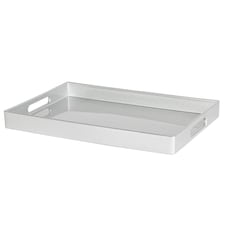 Argon Tableware 6x Serving Trays - 34.5 x 25cm - Rectangular Tray Metallic Decorative Breakfast Tray Melamine Food Tray | Silver | Silver | One Size | 6