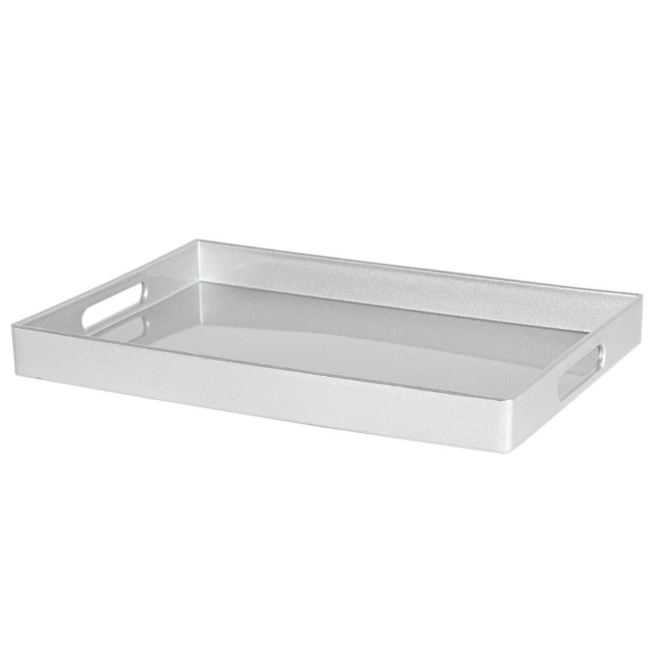 image 1 of Argon Tableware 6x Serving Trays - 34.5 x 25cm - Rectangular Tray Metallic Decorative Breakfast Tray Melamine Food Tray | Silver | Silver | One Size | 6