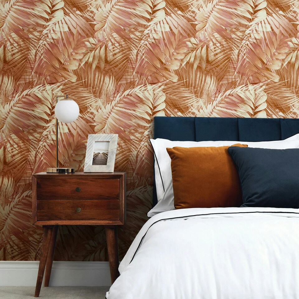 image 1 of Belize Tropical Wallpaper in Terracotta Multi