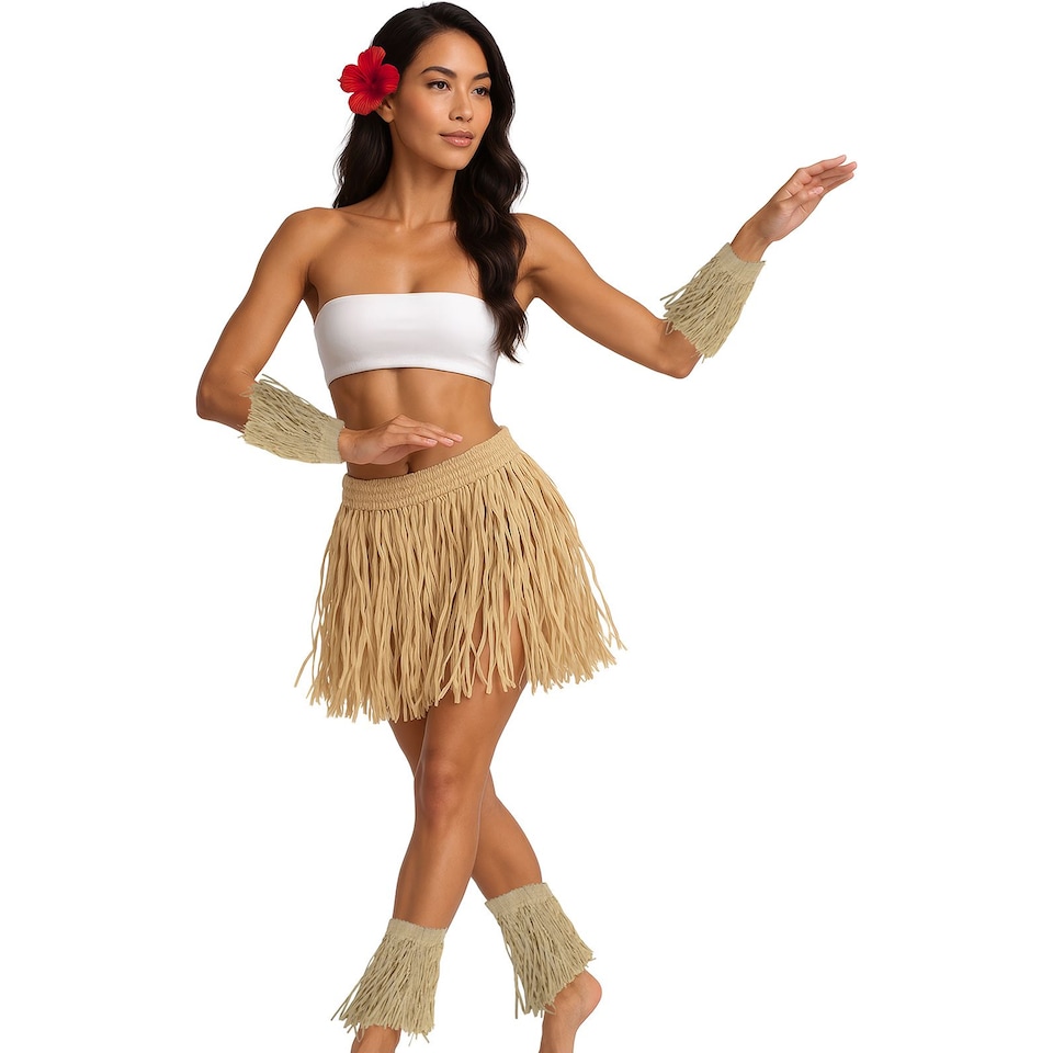 image 1 of Fiestas Guirca Womens/Ladies Polinesian Costume Set | Brown | Beige | One Size | 1