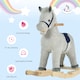 image 7 of HOMCOM Kids Plush Rocking Horse with Sound Children Rocker Ride On Toy Gift 3-6 Years Grey