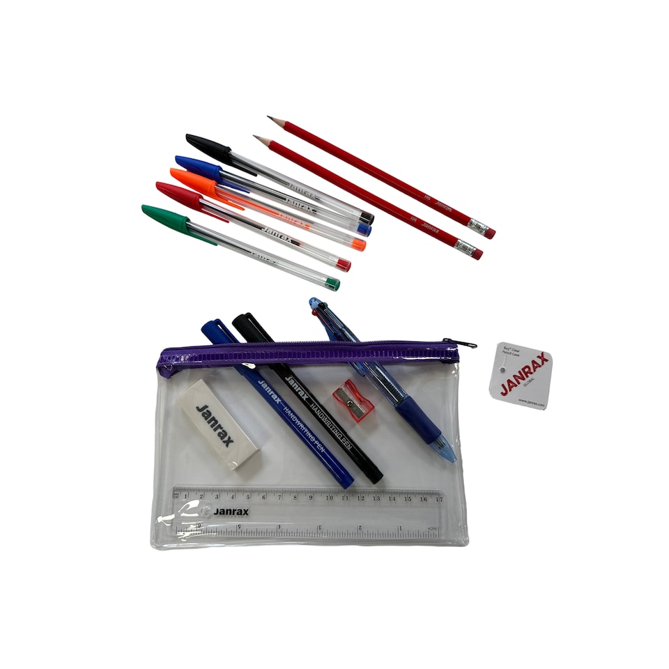 image 1 of Stationery Filled Purple Zip 8x5" Pencil Case