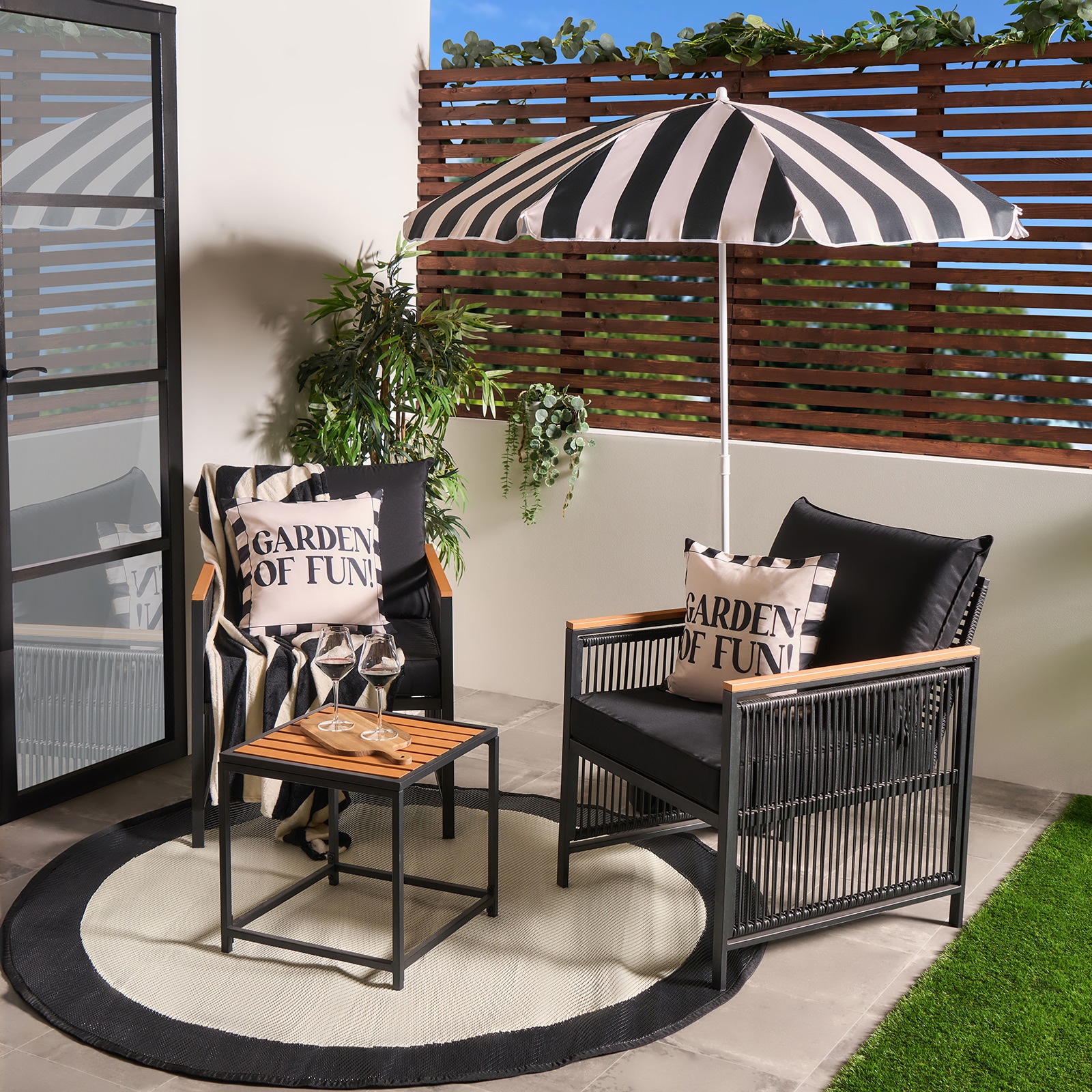 OHS Dubai Luxe Bistro Set 2 Seater Garden Furniture Patio Table Chair | Black | 3
