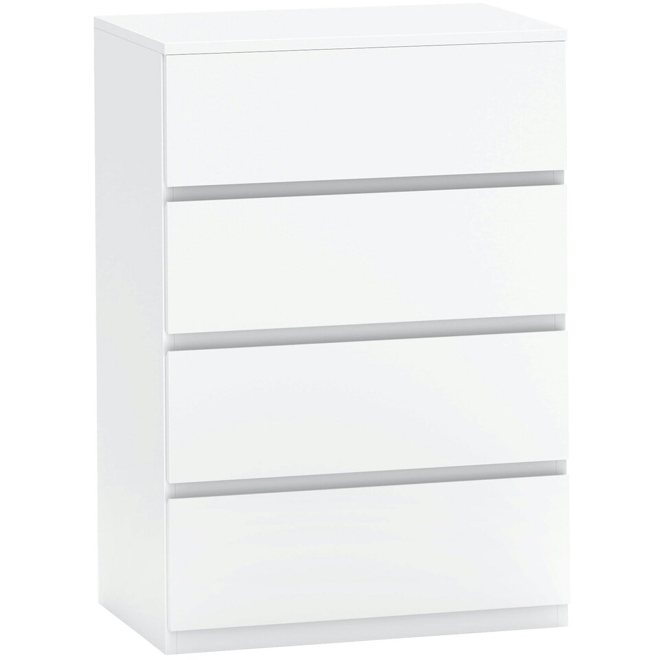 image 1 of HOMCOM Bedroom Chest of Drawers, 4 Drawers Dresser, Drawer Unit, White