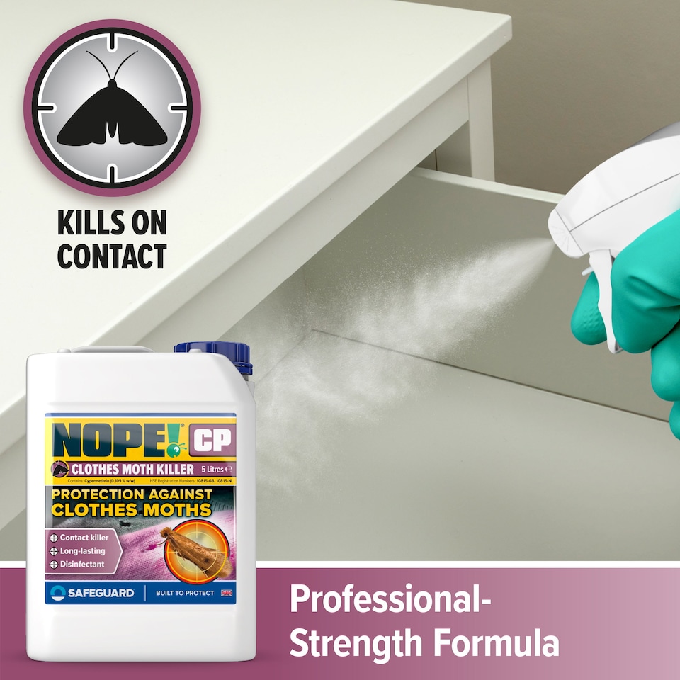 image 1 of NOPE Moth Killer (5 Litre) Fast acting, Odourless, Long-lasting Moth Repellent for Home, Clothes, Wardrobe, Room & Carpets