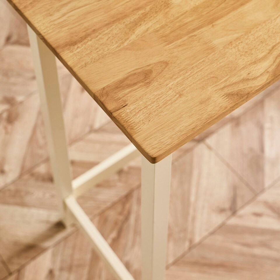 image 1 of Furniturebox Rye Cream and Oak Wood Bar Table and 2x Bar Chairs Dining Set