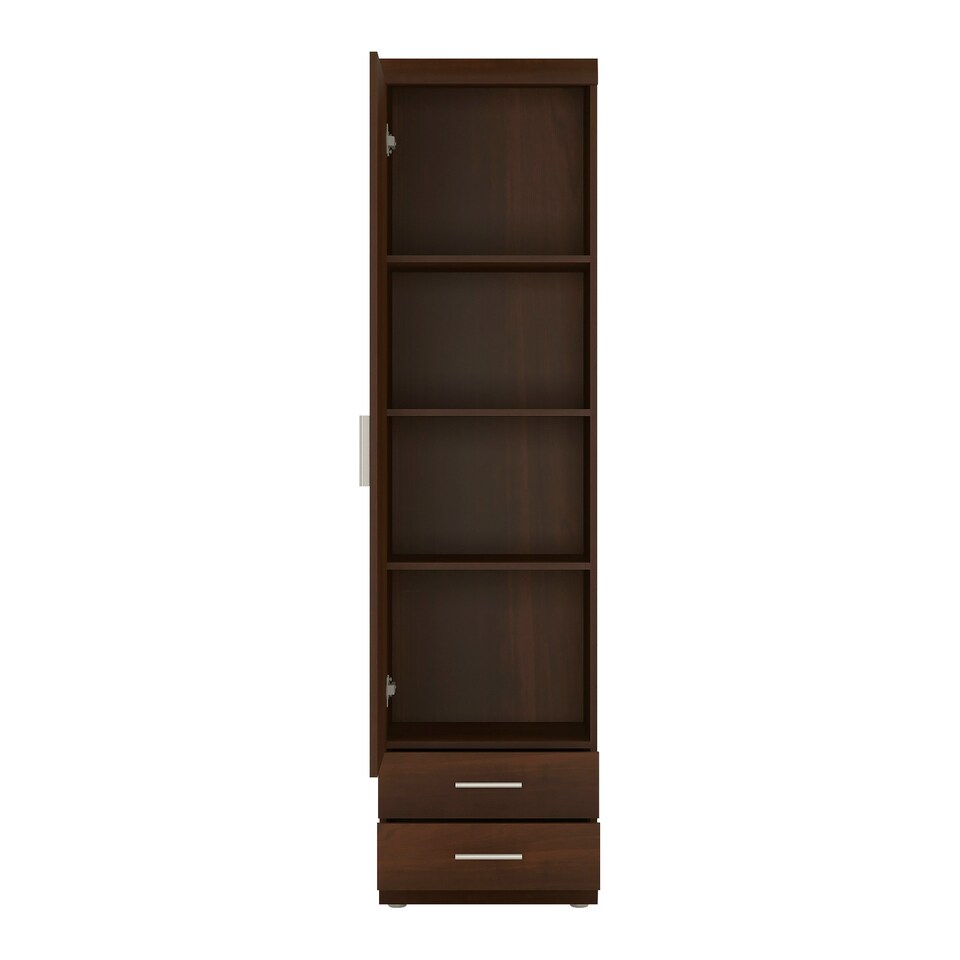 image 1 of Imperial Tall 1 Door 2 Drawer Narrow Cabinet in Dark Mahogany Melamine