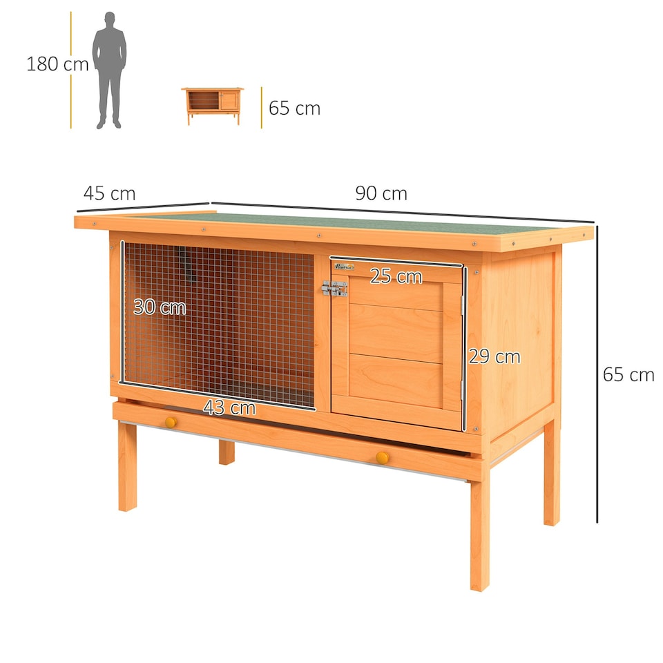 image 1 of PawHut Rabbit Hutch, Guinea Pig Hutch Outdoor Cage w/ Waterproof Roof, Green