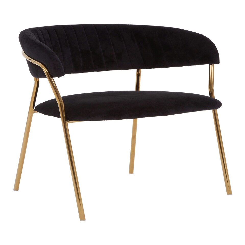 image 1 of Interiors by Premier Soft Black Velvet Dining Chair, Modern Dining Armchair, Black and Gold Luxury Dining Chair for Home, Lounge