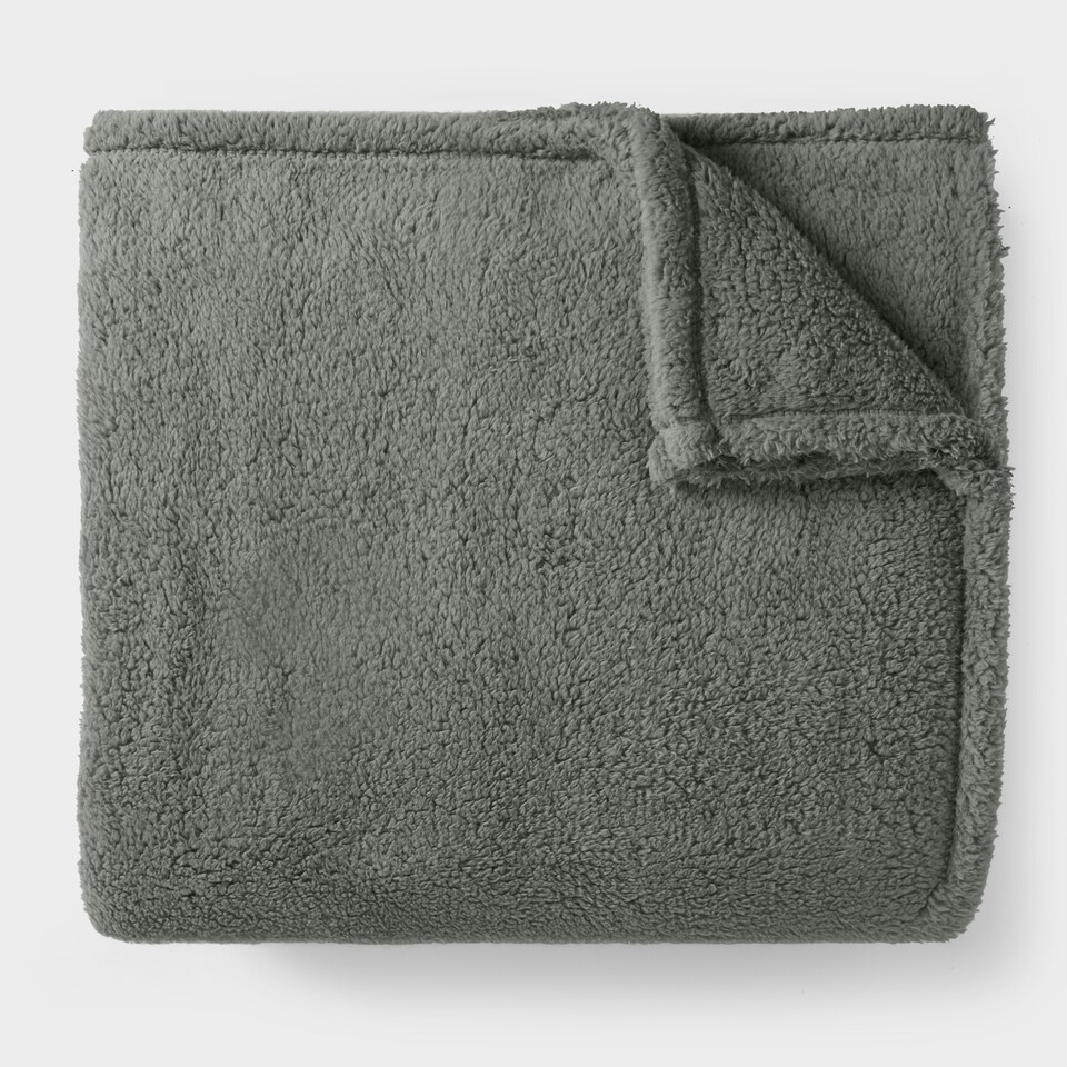 image 1 of OHS Teddy Fleece Soft Warm Plush Cosy Plain Dyed Throw Over Bed Blanket, 125x150cm Brown