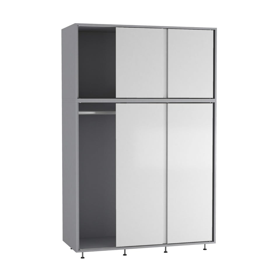 image 1 of URBNLIVING 6 Sliding Doors Wardrobe | Multi | Grey Carcass + White Doors | 1