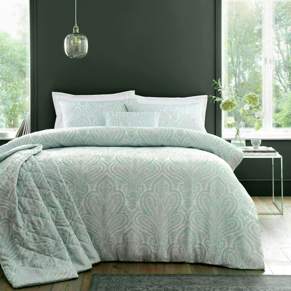 image 1 of Portfolio Home Montpellier Paisley Jacquard Bedding Duvet Cover Set Silver | Single
