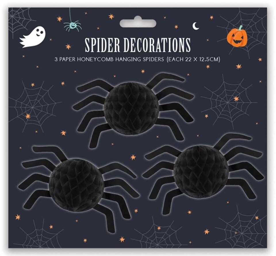 image 1 of Pack of 3 Halloween Honeycomb Spider Decorations
