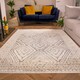 image 1 of KUKOON Grey Cream Diamond Geometric Tufted Pile Area Rug 80cm x 150cm
