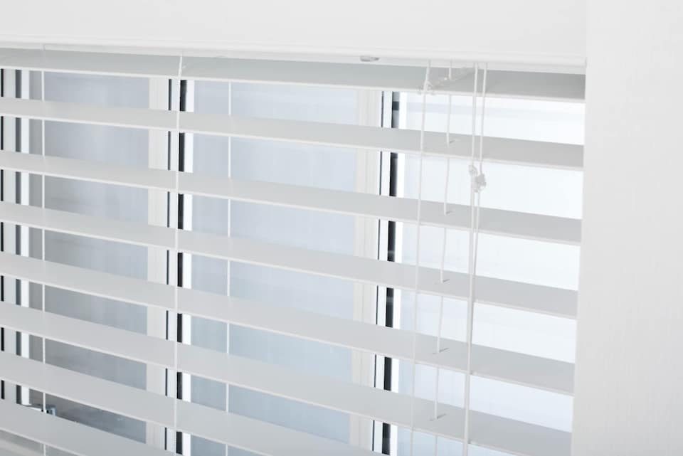 image 1 of Faux Wood Venetian Blind with String (W)55cm x (L)210cm