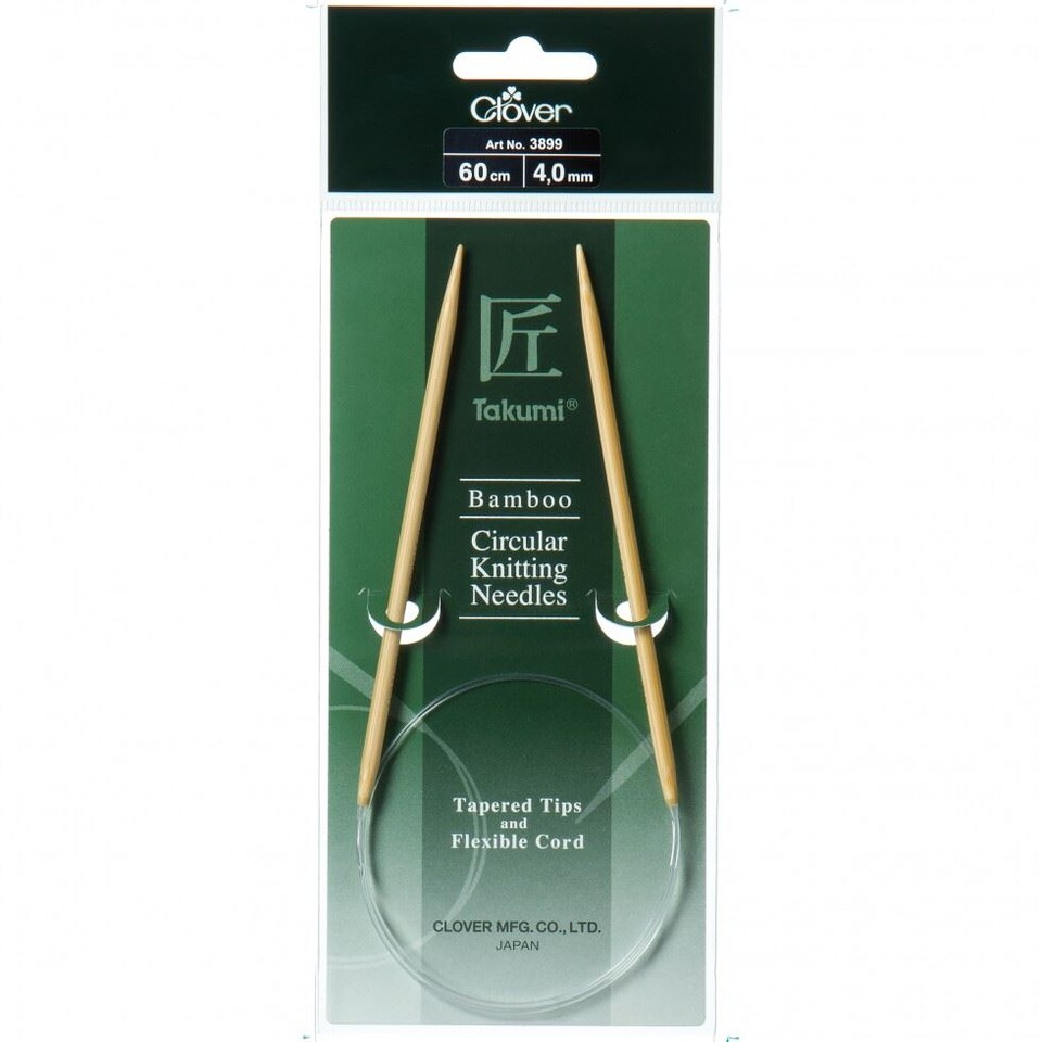 Clover Bamboo Circular Needles 4mm x 60cm for Knitting - each
