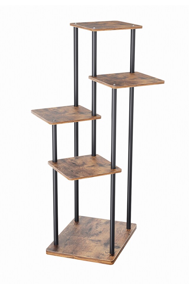 image 1 of Living and Home 5-Tier Modern Plant Stand Shelf Plant Display Rack | Brown | 5 Tiers