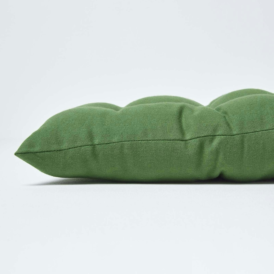 image 1 of Homescapes Garden Bench Cushion Luxury 2 Seater 100% Cotton Indoor Outdoor, 108 x 42 cm Green
