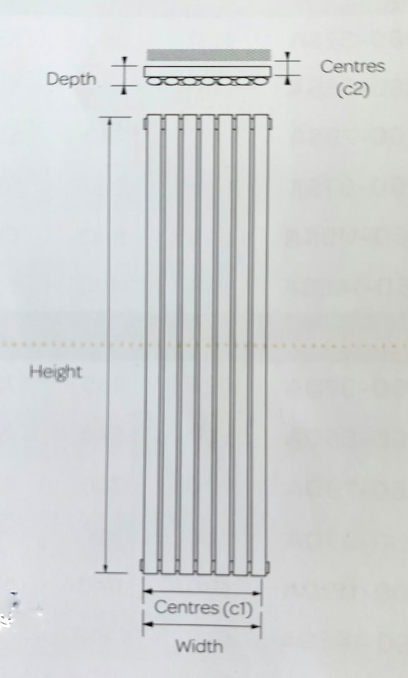 image 1 of 1800mm (H) x 540mm (W) - White Vertical Radiator (Paris) - SINGLE Panel - (1.8m x 0.42m) - Depth 55mm