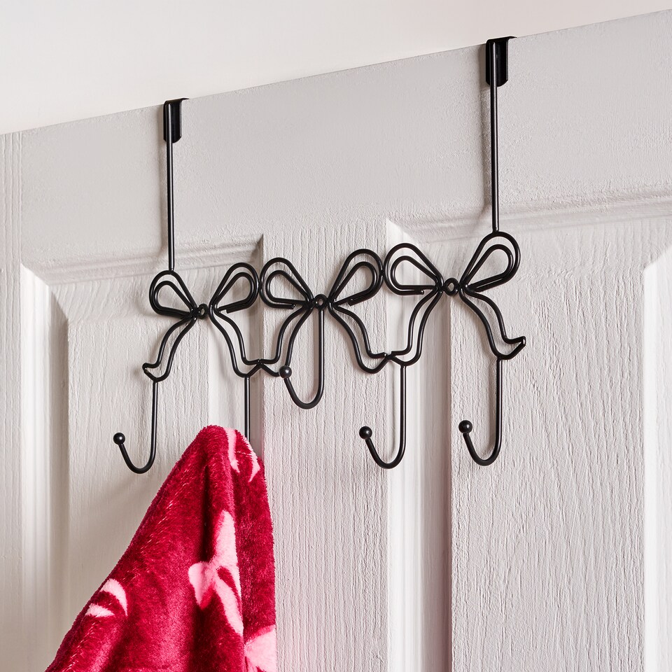 image 1 of OHS Bows Over the Door Hook Hanger 5 Hooks Coats Towel Rack