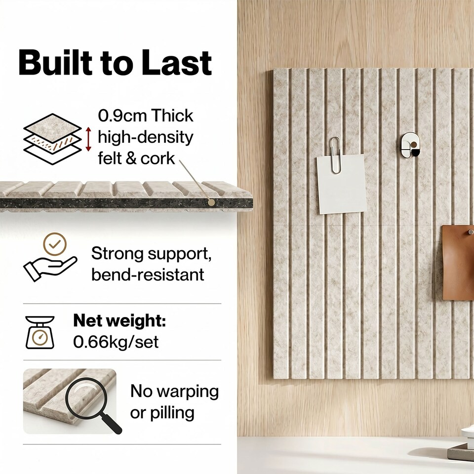 image 1 of Levede Felt Notice Board 6 Pack Wall Tiles Pin Board Self Adhesive Beige 30x30cm