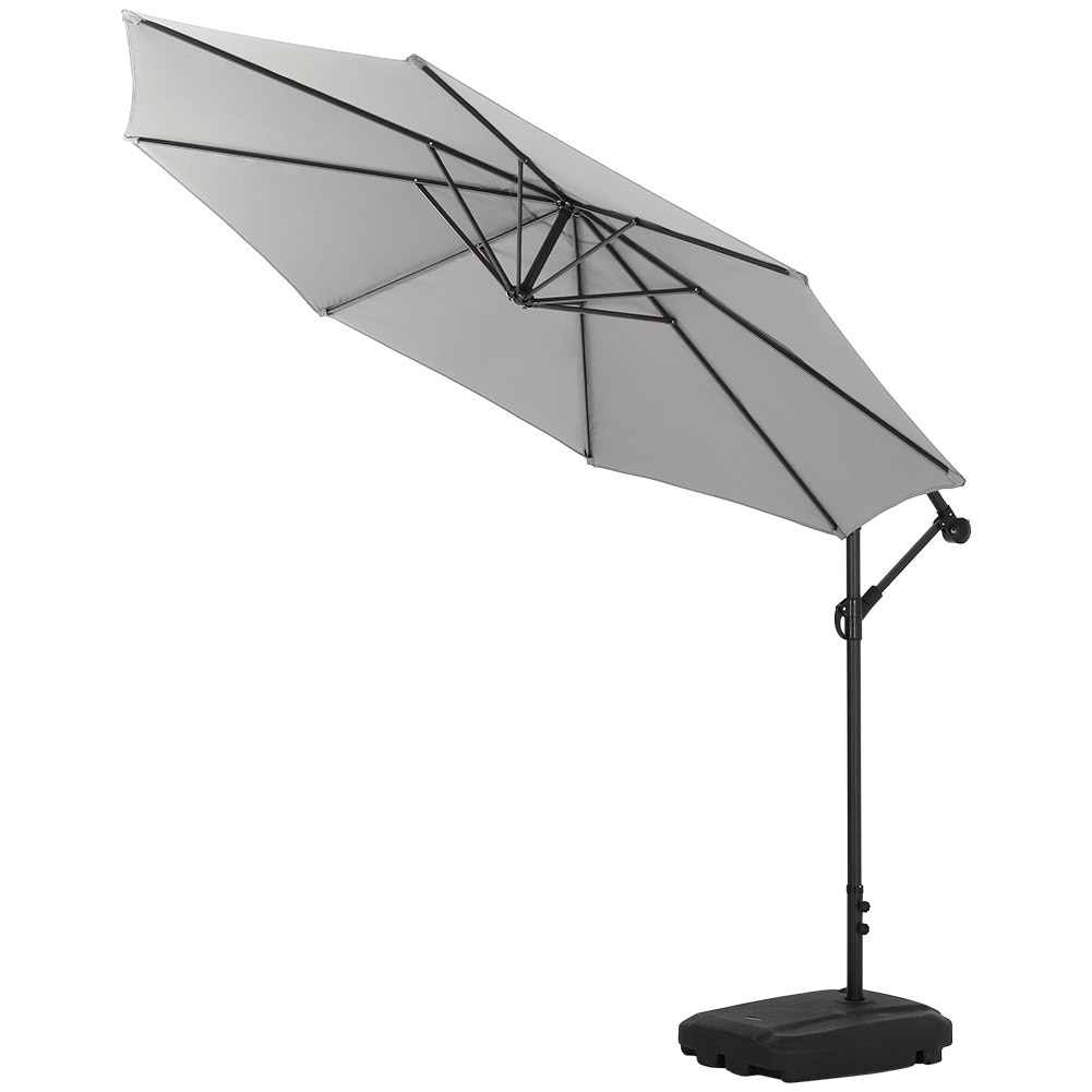 Living and Home 3M Large Banana Cantilever Patio Parasol with Base on Wheels - Light Grey