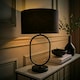 image 1 of ValueLights Antonia Black Fabric Drum Lamp Shade Matte Black Oval Table Lamp with LED Bulb Black