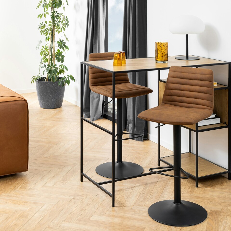 image 1 of Kimmy Bar Stool with  Brown Fabric in Set of 2