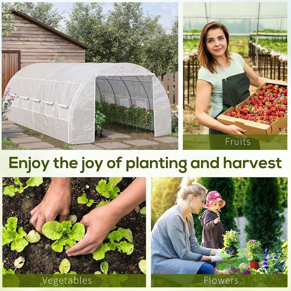 image 1 of Outsunny 6 x 3 x 2 m Polytunnel Greenhouse Pollytunnel Tent w/ Steel Frame White