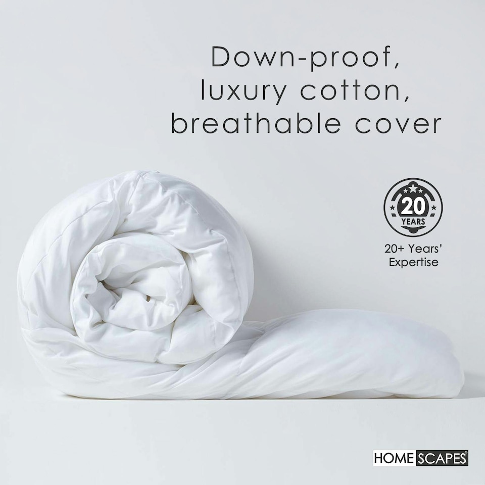 image 1 of Homescapes Goose Feather and Down 10.5 Tog Duvet, Double | White | Double