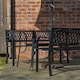 image 2 of Outdoor 4 Person Rectangular Glass Top Garden Dining Table Benches With Black Havana Parasol and Base Set