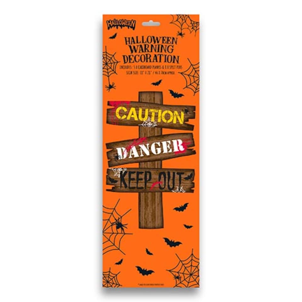 image 1 of Caution Halloween Cardboard Decoration Sign 70cm