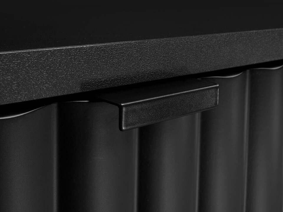 image 1 of Black Sideboard Cabinet Small Buffet Compact Slimline Storage Unit Ribbed Soft Close Doors Nuvo
