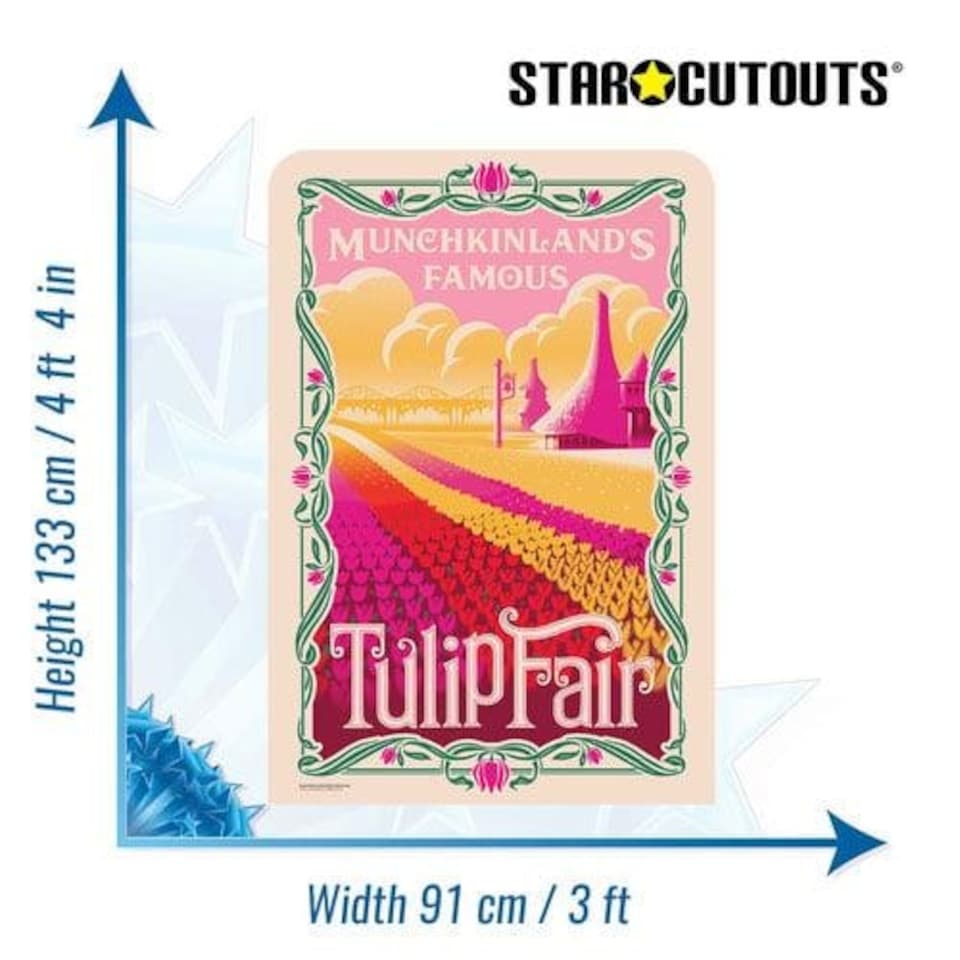 image 1 of Official Universal Pictures Wicked Munchkinland Tulip Fair Single Backdrop Cardboard Cutout 185cm